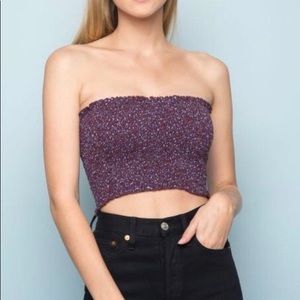 Brandy Melville floral purple Cleo tube top